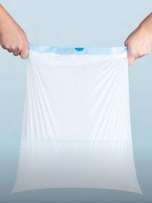 50PCS Premium White Thickened Drawstring Garbage Bags, Extra Thick Leak-Proof Household Trash Bags With Pull-Out Design, Heavy Duty Plastic Bags For Kitchen, Bathroom, Bedroom, Office, Camping And Travel, 1 Roll, Essential For Daily Cleaning, Holiday Prep (New Year), Valentine's Day Home Care, Back-To-School Dorm Organization, Perfect For Homeowners, Renters, Students, Campers And Organized Families - White - View 5