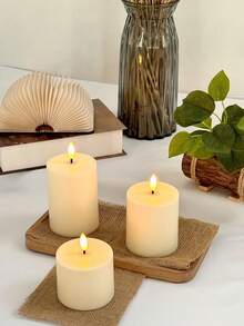 This 3-Pack Of Electronic Flameless Candles Comes With A Remote Control And Timer Function, Allowing You To Set A Timer For 2/4/6/8 Hours. It Features A Realistic Flickering Flame Effect, Requires No Open Flame, Has A Long Lifespan, And Is Suitable For Parties, Weddings, Festivals, Family Gatherings, And Everyday Use. - Off White - View 7