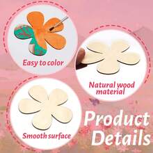 10 piezas/20 piezas Piezas decorativas de madera con forma de flor con cuerdas, accesorios decorativos de flores de madera en blanco, decoraciones florales DIY, artículos decorativos de tiras de madera - Multicolor - Ver 10