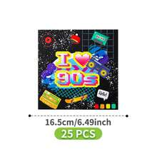 90s Retro Cassette Tape Disposable Plates, Napkins, Cups Party Supplies Set, Serves 8 Guests, Suitable For Birthday, Wedding, Theme Party, Family Picnic - Multicolor - View 9