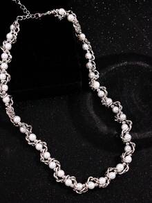 1pc Fashionable Personalized Punk Chic Luxury Versatile Streetwear Pearl Geometric Beaded Necklace, Suitable For Men's Daily Wear, Festivals And Parties - Multicolor - View 6