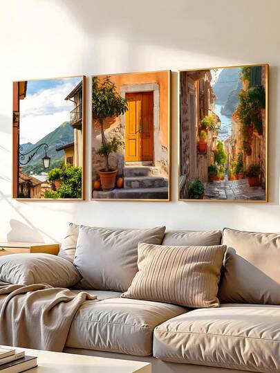 Italy Set Of 3 Prints, Italy City Art, Italy Wall Art, Italian Photography Posters, City Home Decor, Orange Theme Prints, The Ideal Gift For Friends, Bedroom Art Print, Living Room Decor, Office Decor, Kitchen Decor, Bathroom Decor, Wall Arts, Wall Decor, Home Decor, Room Decor, Canvas Wall Art, Posters, Wall Art With Frame, Optional Frame ﻿