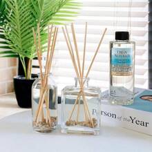 Juego de difusor de varillas con aroma a brisa marina y sal de mar de Urban Naturals - Hecho con aceites esenciales y botánicos reales - Botella de vidrio rectangular recargable y elegante - Hecho en EE. UU. - 20Pcs - Ver 8