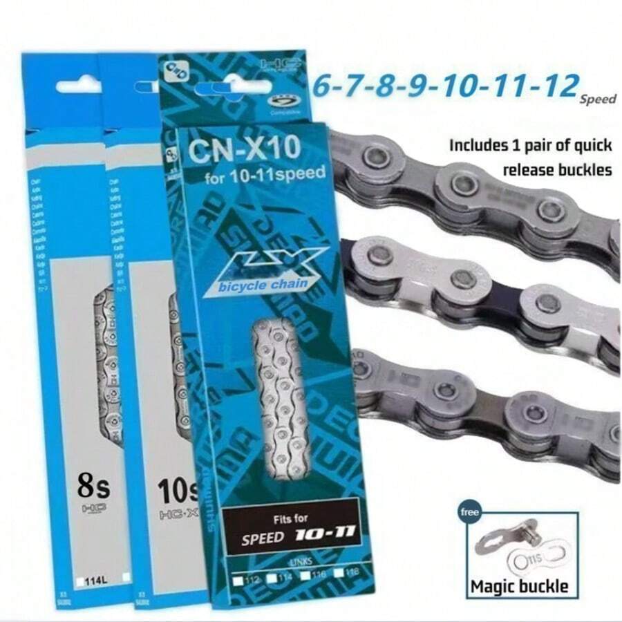 6/7/8/9/10/11/12 Speed Bicycle Chain 10V 11V 12V 116/126L Mountain Bike Full Speed Original Chain Bicycle Parts Accessories For Mountain And Road Bikes - Multicolor - View 1