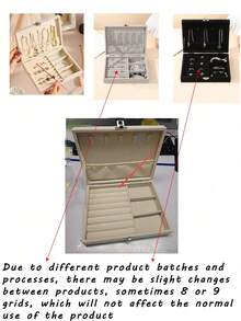 Jewelry Storage Box With Lock, Velvet Multi-Layer Jewelry Box, Desktop Jewelry Organizer, Jewelry & Accessories Storage Box, Moisture-Proof Jewelry Box, Necklace Holder, Ring Box, Convenient Jewelry Storage Case, Multi-Function Jewelry Organizer, Soft Fabric Lining, Exterior Lock Clasp, Interior Compartment Hooks, Suitable For Storing Rings, Necklaces, Earrings, Pendants - Lockable Jewelry Box - View 6