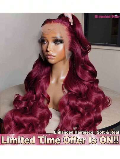 13*4 34 Inch 200% Density Body Wave Lace Front Wigs With Baby Hair - Pre Cutting Pre Pulling Pre Ironing No Glue Needed HD Transparent Lace Frontal Wigs Glueless With Realistic Hairline - #99J BUG Wine Red Burgundy Color Wigs Frontal Glueless - Pre Plucked Pre Bleached Brazilian Virgin Body Wave Loose Wave Lace Closure Wigs - Wear And Go Human Frontal Hair Wigs Glueless Weaves Wigs For Women Daily Use Blended Hair