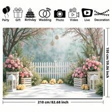 Garden Pattern Backdrop, 1 Count Garden Themed Wall Hanging, Wall Decor Home Living Room Bedroom Office, Ornaments - 彩色 - 查看 5