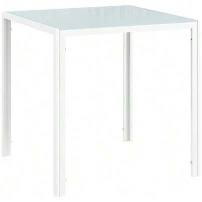 Square Dining Table For 4 People, Tempered Glass Top, Maximum Load Of 80 Kg, Ideal For The Kitchen Or Dining Room, Dimensions: 75 X 75 X 75 Cm, White.