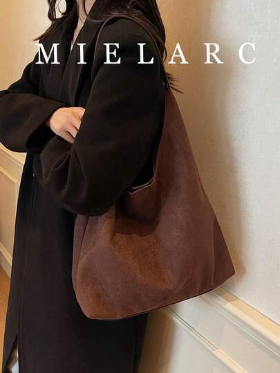 2 piezas Juego de bolsos de tote de ante sintético de alta capacidad para mujeres, nueva moda coreana 2024 elegante y casual para ir al trabajo y de compras, bolso de hombro de ante sintético talla grande nuevo y de moda, que combina perfectamente con atuendos de otoño para mujeres