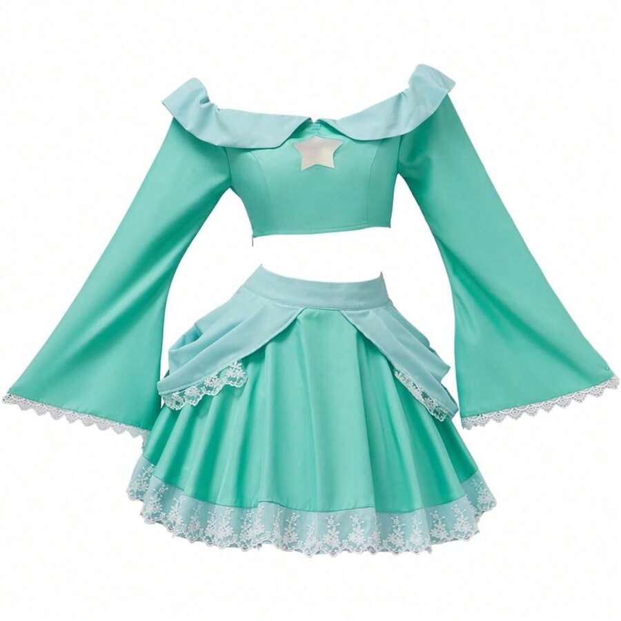 Princess Rosalina Cosplay Costume Adult Blue Dress Sexy Rosalina Outfit Top Skirt For Teen Women - 藍色 - 查看 1