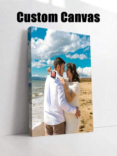 1pc Customized Canvas Wall Art, Personalized Poster, Cozy Framed Canvas Painting, Suitable For Valentine's Day, Wedding Anniversary, Mother's Day, Father's Day, New Year Decoration, Bedroom Decor, Customizable Gift