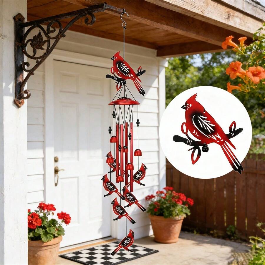 Campanas de viento de pájaros para decoración colgante de metal exterior para exteriores, hogar, jardín, patio y jardín trasero. - 1PC - Ver 1