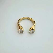 VKHK 1 chiếc nhẫn sang trọng mạ vàng 18K bằng thép không gỉ, đính đá Zirconia lấp lánh, thích hợp cho nữ giới đeo trong đám cưới hoặc làm quà tặng. - chiếc nhẫn kim cương - Xem 5