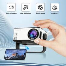 2026 Latest Transparent USB Mini Projector, Native 480P Full HD LED Video Projector, Manual Keystone Correction, Portable Outdoor Home Cinema Projector, Support AV For Camping, Movie Night And Home Entertainment - Black and White - View 3