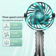 OBOVAY 360° Rotating 8-Blade Design Baby Stroller Clip-On Handheld Electric Fan, 500mAh Rechargeable, Suitable For Home, Office And Travel - Multiple Styles - View 3