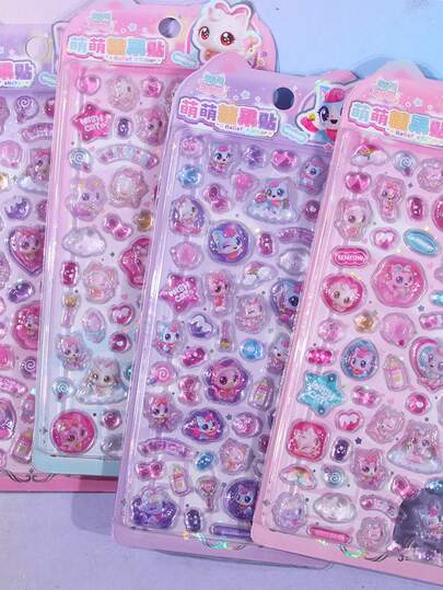 Cute Wishing Cat Crystal Embossed Stickers, 3D Candy Stickers, Suitable For Journals, Water Bottles, Refrigerators, Phone Cases, Notebooks, Rewards, Fun DIY Decorations