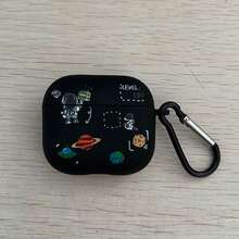 Funda protectora con elemento de astronauta compatible con auriculares inalámbricos Bluetooth de Apple, funda resistente a arañazos y golpes compatible con la funda de carga de auriculares Bluetooth de Apple - Negro - Ver 8