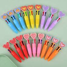 10pcs Random Styles Novelty Heart-Shaped 4-Color Retractable Ballpoint Pens | Suitable For Valentine's Day/Wedding Season/Party Supplies, Ideal For Office/School, Great Gift For Female Friends (Back To School/Birthday/Valentine's Day) - Multicolor - View 3