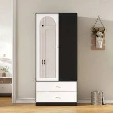 Bedroom Armoires - White+Black + Particle Board - View 6