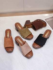 Spring & Autumn New Women Metal Loafers Flats Casual Slip-On Boat Shoes - Brown - View 5