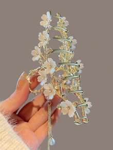 Boho Flower Faux Pearl Decor Hair Claw Clips For Women Elegant Fall Winter Hair Accessories Vacation Outfits Hair Clamps Hair Jaw Clips Hair Catcher Clutch DZMO - 彩色 - 查看 5