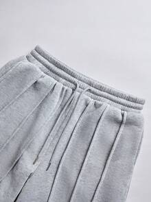 2pcs 2026 Spring/Summer Casual Sweatpants | Women's Grey Wide Leg Joggers | Drawstring Waist, Side Pockets | Loose Fit | Suitable For Lounging, Beachwear And Everyday Wear - Multicolor - View 4