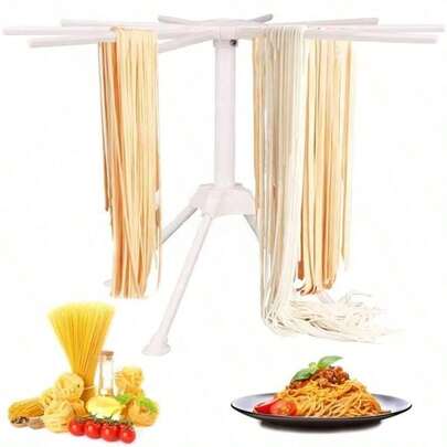 1PC White Hanging Noodle Dryer Foldable Pasta Noodles Drying Rack - Kitchen Essential For Homemade Pasta Making, Spaghetti, Linguine, Fettuccine, Noodles, Fresh Pasta Prep, Home Cooking, Baking, Kitchen Counter Use - Space-Saving Foldable Design, Sturdy Durable Construction, Quick-Dry Hanging System, Easy Storage, Compact, Practical Kitchen Gadget For Home Cooks & Pasta Lovers Must-Have