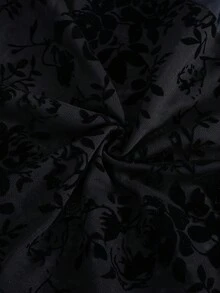 2026新款三件套女士性感时尚夏季沙滩装，上衣和下装采用植绒提花面料，饰有蕾丝边和豹纹印花比基尼套装 - 黑色 - 查看 7