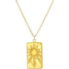Adjustable Geometric Sun Tarot Charm Pendant Necklace For Women Men Stainless Steel Lucky Amulet Choker Dainty Everyday Friendship Jewelry Gift - 1 - Xem 2