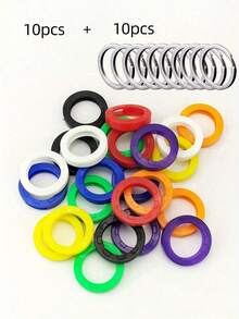 硅胶弹性钥匙帽套装，柔性钥匙套，钥匙识别标签套，便捷钥匙圈识别器，钥匙圈保护套（颜色随机） - 彩色 - 查看 3