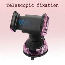1pc Rhinestone Decor Car Phone Holder, Durable & Fashionable, 360 Degree Rotation, Suction Cup Dashboard Mount - A - View 13