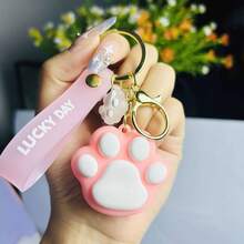 Cute Cartoon Cat Paw Keychain - Made Of Silicone Material, Lobster Clasp, Can Be Hung On Bags And Keys - Perfect Gift For Women - Multicolor - View 13