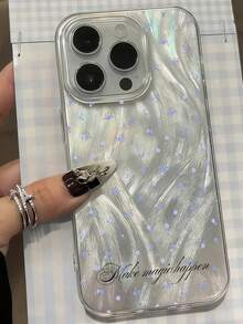 1 pieza Funda de teléfono personalizada con nombre, patrón floral minimalista con brillo, resistente al agua y a los golpes, compatible con Apple 17 Pro Max/16 Pro Max/15 Pro/14 Plus/13 Pro/12 Pro Max/11/Xs Max/8/7, transparente, suave, brillante y lisa - Multicolor - Ver 3