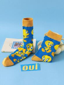 Noctvar OBM Sleepwear X LOONEY TUNES 1 Pair Chui Di Pattern Men's Mid-Calf Socks, Cute Cartoon Chui Di & Silly Cat Patterns, Odor-Resistant Moisture-Wicking Casual Sports Socks, Suitable For Students/Adults As Gifts Or Daily Wear, Couple Styles - Multicolor - View 7