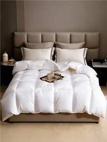 单件绗缝羽绒被,超柔软亲肤,白色,四季皆宜,轻盈透气,羽绒替代品,家用寝具,豪华酒店系列寝具,学生宿舍必备,房间装饰,冬季装饰 - 白色 - 查看 11