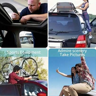 1pc Universal Car Door Step Platform, Foldable Roof Rack With Foot Pedal Lock Mechanism, Equipped With Window Breaker, Convenient For Entering The Vehicle. Fits Most Sedans, SUVs And Trucks