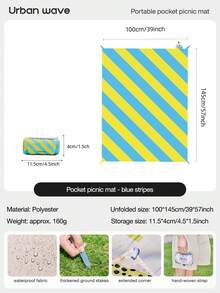 URBANWAVE 超大户外野餐垫，可折叠便携旅行毯，耐用牛津布口袋毯，户外毯，沙滩毯，公园野餐毯，音乐节毯，家庭野餐垫，波西米亚风户外地毯，格子野餐垫，野餐便携垫，露营装备 - 彩色 - 查看 28