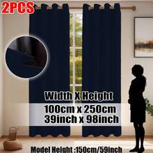 两片装藏蓝色遮光窗帘，黑色衬里，100%遮光，保护隐私，穿孔式顶部，轻质涤纶面料，可水洗，适用于卧室、客厅、办公室、户外遮阳，100克/平方米 - 藏蓝色 - 查看 17