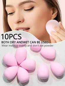 LAKIUU 10pcs/Pack Large Water Drop Makeup Sponges, Slanted Water Drop Makeup Sponges, Foundation Makeup Sponges, Durable & Non-Absorbing - Multicolor - View 2