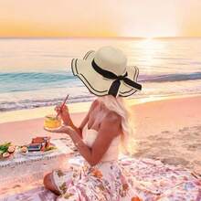 Sun Straw Hat And Straw Clutch Bag, Foldable Floppy Wide Brim Hat And Purse Straw, Summer Beach Straws Hats And Mini Purse Set For Holiday Outdoor Travel, Beige - B0FPFN3QK4 - View 6