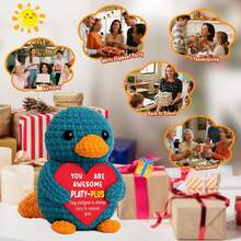 1pc Handmade Crocheted Desktop Decor Figurine, Cute Animal & Plant Design, Handmade Plush Doll, Ideal Birthday/Friendship Gift For Best Friend, Sister, Mom, Grandma, Coworker, Family, Him/Her, Keychain, Positive Emotion Support, Party, Valentine's Day, Mother's Day, Thanksgiving, Plush Doll, Room Decor, Small Gift, Souvenir - Multicolor - View 4