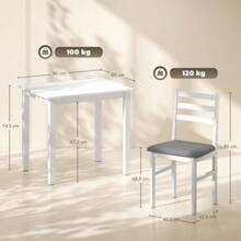 3-Piece Table And Chair Set, Ideal For Small Spaces. Upholstered Chairs, Space-Saving, MDF, White. - White - View 3