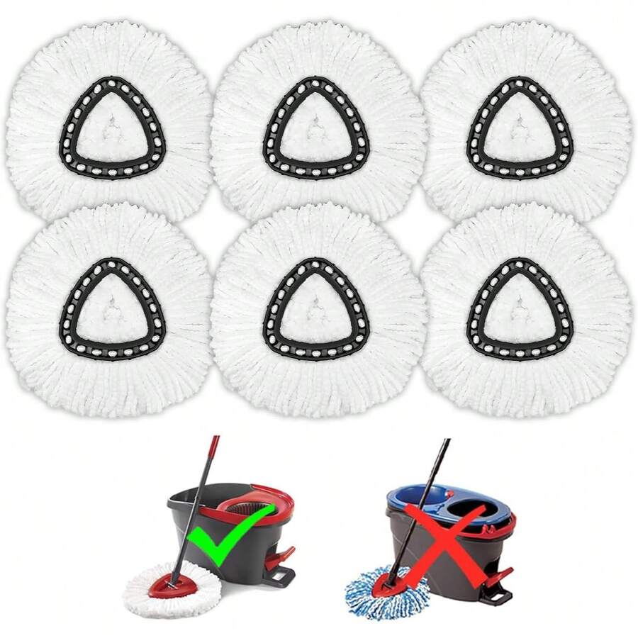 Mop Replacement Heads For O-Ceda Mop Replace Head Easy Wring Spin Mop Heads Replacements, O-Cedar Microfiber Spin Mop Refills, Spin Mop Replacement Head (White-6-Pack) - A - 查看 1