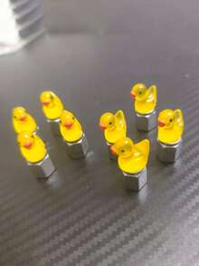 4 piezas Tapas de válvula de neumático de pato luminoso - Adecuado para automóviles, motocicletas y bicicletas, diseño adorable de pato amarillo con función de iluminación, playa, verano, vacaciones, viaje, artículos esenciales, salidas, artículos del hogar - Multicolor - Ver 16