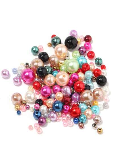 High Brightness ABS Faux Pearl 6-10mm Perforated Water Milled Colored Plastic Circular Bead Bead Hairpin Accessories