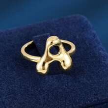 1pc Minimalist Letter Design Adjustable Open Ring For Women - Multicolor - View 12