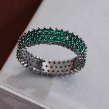 1pc Fashion Geometric Triple-Row Cubic Zirconia Inlaid Ring For Women - Multicolor - View 24