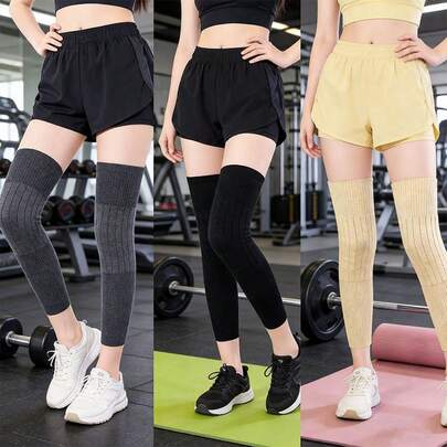 New Autumn/Winter Knee Protector Leg Warmers, Thickened Thermal Insulation, Anti-Slip Over-The-Knee Design, Unisex, Essential For Keeping Joints Warm, Suitable For Gym & Sports, Solid Color