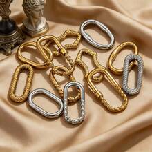 10件套不锈钢时尚扭纹椭圆形吊坠项链耳环手链连接件，DIY珠宝制作，适合日常佩戴 - 邊框吊墜 - 查看 6