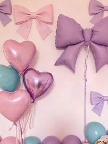 10pcs Large Bow Balloon Decoration Set, Purple Bow Foil Balloons 18 Inch Heart Balloons Suitable For Birthday Party, Anniversary, Event, Bridal Shower Decor - Multicolor - View 3